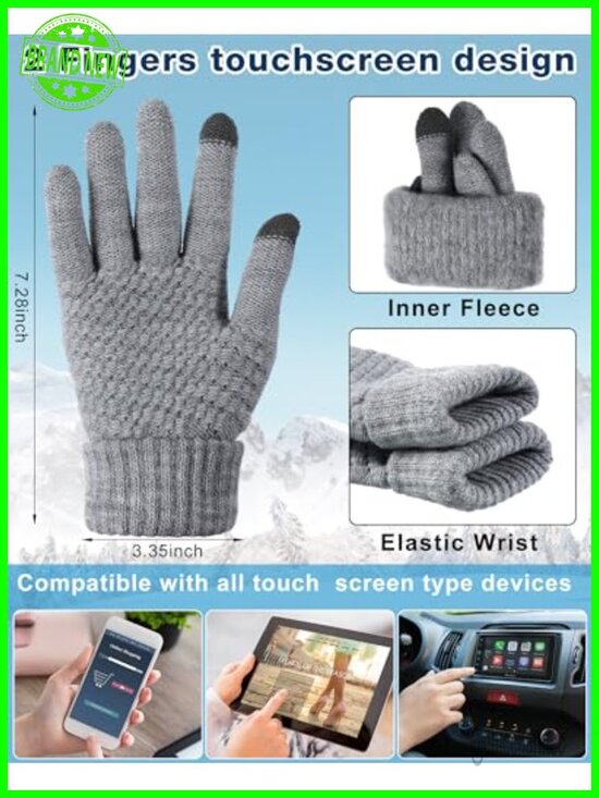 6 Knit Hats with Pompoms, 6 Scarves, 6 Touchscreen Gloves Winter Set main image 4